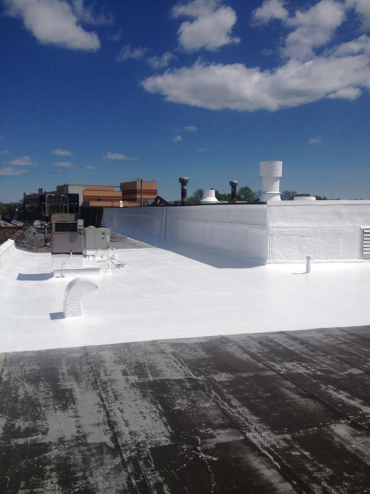 Coated shingle roof detail
